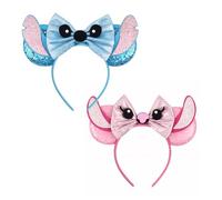 Dehott Cute Stuff - Cerchietto per capelli per ragazze con orecchie Stitch - 2 graziosi anelli per capelli, perfetti per ragazze, ideale come regalo (blu e rosa)