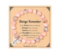 Dehott Simpatico braccialetto con messaggio e confezione regalo - Bracciale di perle rosa con ciondolo "Ohana" | Regalo ispiratore per cose carine e decorazioni di compleanno