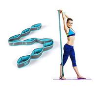 DeHub Elastico Fasce di Resistenza, Cinturino per Esercizi con 8 Loops per Bambini e Adulti - Bande Fitness per Pilates, Stretching, Fitness, Ginnastica, Danza e Allenamento. (Blu)