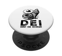 DEI Donut Egg Ice Cream - Divertente gioco di parole sulla diversità del cibo PopSockets PopGrip Adesivo
