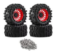 Dei Pneumatici Ruote Per Traxxas Per Summit Per E-Revo 1/14-1/16 Parti | Parti RC Modifica con pneumatici off-road 90x43mm per trazione stabile su piste in terra e ghiaia(Red-Black)