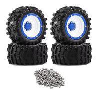 Dei Pneumatici Ruote Per Traxxas Per Summit Per E-Revo 1/14-1/16 | Parti RC Modifica con pneumatici off-road 90x43mm per trazione stabile su piste in terra e ghiaia(Blue-White)