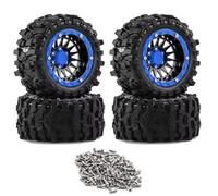 Dei Pneumatici Ruote Per Traxxas Per Summit Per E-Revo 1/14-1/16 | Parti RC Modifica con pneumatici off-road 90x43mm per trazione stabile su piste in terra e ghiaia(Black-Blue)