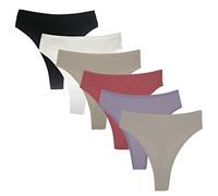 Deigecil Confezione da 6 perizoma da donna a vita alta, in cotone, morbido e confortevole, nero*1 bianco*1 azzurro*1 viola chiaro*1 rosa*1 cachi*1, L