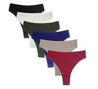 Deigecil Confezione da 6 perizoma da donna a vita alta, in cotone, morbido e confortevole, Nero*1 Bianco*1 Verde Militare*1 Vinaccia*1 Blu*1 Kaki *1, XXL