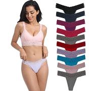 Deigecil Perizoma da donna, a vita bassa, senza cuciture, perizoma in pizzo di cotone per donne, confezione da 10 pezzi assortiti diversi motivi e colori in pizzo, Multicolore a 10 Assortiti, 3XL