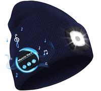 Deilin Bluetooth Beanie con Luce, Unisex USB Ricaricabile 4 LED Cappello da Faro con Casco, Regalo Maschile e Femminile
