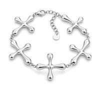 DEIMODRA Bracciale con Croce Acciaio | Braccialetto a catena con elementi a croci, simbolo di fede e idea regalo per donna