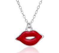 DEIMODRA Collana con Ciondolo a Forma di Labbra Lolita, Pendente Rosso Bacio