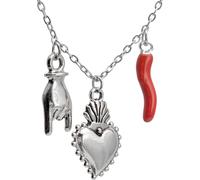 DEIMODRA Collana Cornetto Sacro Cuore e Corna Portafortuna per Donna | Idea Regalo per Mamma, Moglie, Fidanzata