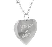 DEIMODRA® Collana per Mamma con Ciondolo Cuore | Incisione Mamma sei Unica | Acciaio Inossidabile | Regalo per Madre, Figlia o Nonna | Colore Argento