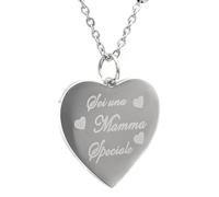 DEIMODRA® Collana per Mamma Speciale | Ciondolo Cuore con Incisione Sei una Mamma Speciale | Acciaio Inossidabile | Regalo per Madre, Moglie o Nonna | Colore Argento