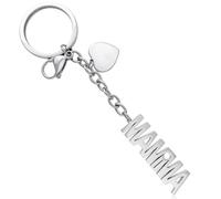 DEIMODRA Portachiavi con Scritta Mamma, per Dire Ti Voglio Bene - Idea Regalo per Festa della Mamma e Compleanno - in Acciaio Inox Colore Argento - da Figlio e Figlia