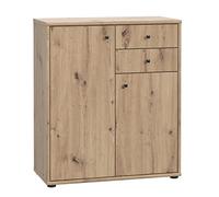 DEINE TANTE EMMA FORTE TEMPRA 2 Cassettiera con 2 ante e 2 cassetti, in legno derivato, finitura rovere artigianale, (L x A x P) 73,7 x 85,5 x 34,8 cm