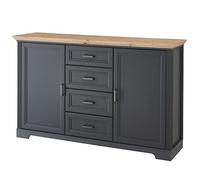 DEINE TANTE EMMA Gelsomino Jasmin-Credenza, Effetto Artistico, comò in Stile Rustico con cassetti e Molto Spazio, Legno ingegnerizzato, Grafite/Rovere Artisan, BxHxT: ca. 165 x 102 x 41 cm
