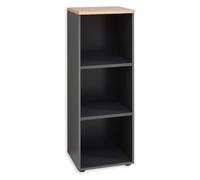 DEINE TANTE EMMA Memphis Portadocumenti in Rovere Artisan, Grafite, Moderno scaffale con 3 Scomparti Aperti, Legno, 45 cm