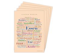 Deine Wörter Set di 5 cartoline con dialetto Essener, souvenir unico dal cibo e idea regalo creativa, formato DIN A6