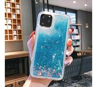 DEIOKL Custodia per Telefono Liquid Quicksand Glitter per iPhone 11 PRO Max XS X XR 6 6S 8 7 Plus 5 5S SE Cover in Silicone lucentezza ad Acqua, Love Heart Blue, per iPhone XR