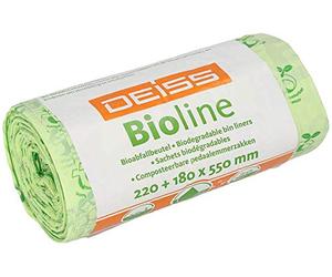 DEISS Bioline - Sacchi della spazzatura biologici, 10 l, compostabili, 20 pezzi