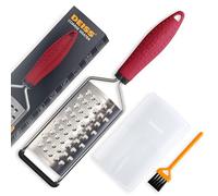 Deiss PRO Grattugia grossa e grattugia manuale per formaggio, lame affilate in acciaio inossidabile, manico antiscivolo, piccola grattugia per formaggio per cucina, trituratore, lavabile in