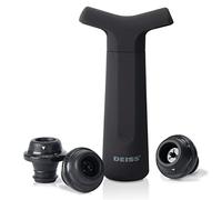 Deiss Pro Pompa a Vuoto Salvavino con 3 tappi per bottiglie di vino - Tappi in Silicone per Bottiglie di Vino con Indicatori di Data - Tappo per Vino (Pompa per vuoto per vino)