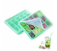 Deiss PRO Vaschetta per cubetti di ghiaccio con coperchio rimovibile, confezione da 2, vaschette in silicone flessibili a facile rilascio per il congelatore