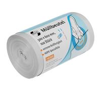 DEISS UNIVERSAL PLUS Sacchetti per rifiuti 30 L, trasparenti, 100 pz/rotolo | 500 x 600 mm, per rifiuti leggeri da ufficio, con fascetta Easy Opener per un'apertura semplice e rapida