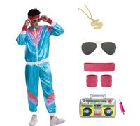 DEIUOG Costume da addio al celibato anni '80 e '90, vestito anni '80 con accessori, costume da uomo e donna, stile hip hop, discoteca, retrò, giacca per adulti