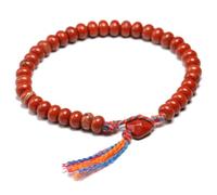 DEJIN 1 braccialetto in diaspro rosso naturale, 6 x 4 mm, semplice braccialetto unisex tibetano buddista fatto a mano con nappe, 21 cm, Pietra