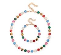 DEJIN 8mm Collana Bracciali Set Per Le Donne Crytal Girocollo Artiglio Impostazione Zircone Accessorio Per Le Donne Regalo, Pietra