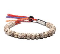 DEJIN Braccialetto da uomo con perline naturali Xingyue Bodhi Seed 6 x 8 mm braccialetto tibetano buddismo da polso mala sei parole dure etniche donne, 25cm, Pietra
