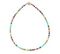 DEJIN Collana da donna smaltata in stile bohémien, con perline in metallo, colorata, fatta a mano, Pietra