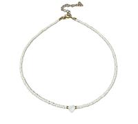 DEJIN Collana girocollo con ciondolo a forma di cuore e conchiglie naturali, per primavera ed estate, con piccole perline di vetro colorate, regalo per amici, Pietra