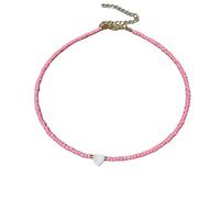 DEJIN Collana girocollo con ciondolo a forma di cuore e conchiglie naturali, per primavera ed estate, con piccole perline di vetro colorate, regalo per amici, Pietra