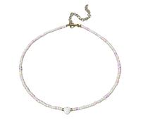 DEJIN Collana girocollo con ciondolo a forma di cuore e conchiglie naturali, per primavera ed estate, con piccole perline di vetro colorate, regalo per amici, Pietra