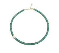 DEJIN Collana girocollo da donna con perle naturali d'acqua dolce e tormalina, Pietra