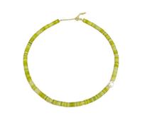 DEJIN Collana girocollo da donna con perle naturali d'acqua dolce e tormalina, Pietra