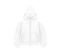 DEJIN Polar Mask - Felpa con cappuccio da uomo, alla moda, con zip intera, con maschera, passamontagna calda antivento, bianco, M