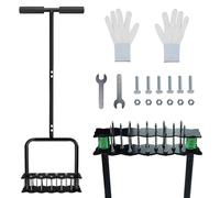 DEJIN Spike - Aeratore per prato manuale, con 14 punte da 6,8 cm x 14 punte, manico a T in acciaio da 91,4 cm, strumento da giardino per allentare il terreno e migliorare la salute del prato (1 pezzo)