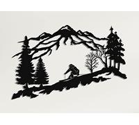 DEKADRON Decorazione da parete in metallo a tema montagna e alberi, decorazione da parete in metallo, regalo per gli amanti dello sci, decorazione per la casa, arazzo da parete (117 x 75 cm)