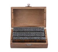 Dekaim Set di Francobolli Alfabetici, Timbri Alfanumerici in Legno Vintage, Timbri Alfanumerici con Scatola in Legno Vintage per Biglietti D'Auguri, Francobolli E Artigianato (70 Pezzi)