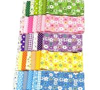 Dekaim Strisce di tessuto per trapuntatura, 35 scampoli assortiti arrotolabili in tessuto per patchwork, per cucito e artigianato fai da te