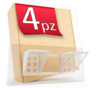 DEKAZIA® 4pz Supporti per Mensole Autoadesivi | Supporto Mensola da Muro, Supporto Mensole da Muro, Porta Mensole, Ganci per Mensole, Reggimensola Armadio, Reggi Mensola Armadio