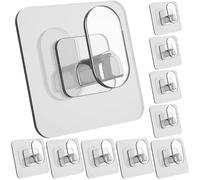 DEKAZIA® Set 16 Ganci Adesivi Trasparenti, Autoadesivi Senza Forare | in plastica, murali extra forti, per bagno, cucina, doccia, piastrelle, impermeabili