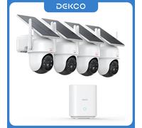 AOSU 3MP Sistema di telecamere a batteria solare Kit 4 telecamere Wireless 360 ° Il set di telecamere Wi-Fi di sorveglianza PTZ include supporto base domestica Alex