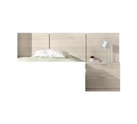 DEKIT GRUPO RIMOBEL BITO - Testiera a tre pannelli con comodino a due cassetti - Naturale - 96 x 157 x 34,2 cm