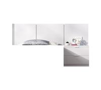 DEKIT GRUPO RIMOBEL BITO - Testiera a tre plafoniere con tavolino a due cassetti, colore: bianco - 96 x 157 x 34.2