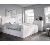 DEKIT GRUPO RIMOBEL LAGO PACK - Letto per camera da letto 135/140X190 con quattro cassetti e comò a cinque cassetti - Bianco