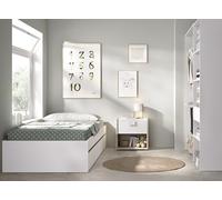 DEKIT GRUPO RIMOBEL LAGO PACK - Set letto a castello con due cassetti, comodino e armadio guardaroba - BIANCO