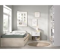 DEKIT GRUPO RIMOBEL LAGO PACK - Set letto a castello con due cassetti, comodino e armadio guardaroba - NATURALE